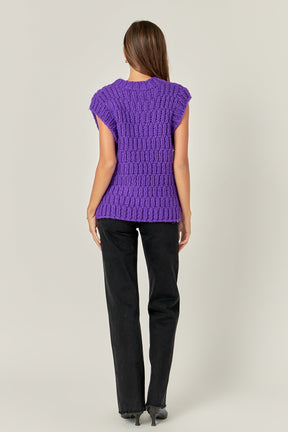 ENGLISH FACTORY - Chunky Knit Sweater Vest - SWEATERS & KNITS available at Objectrare