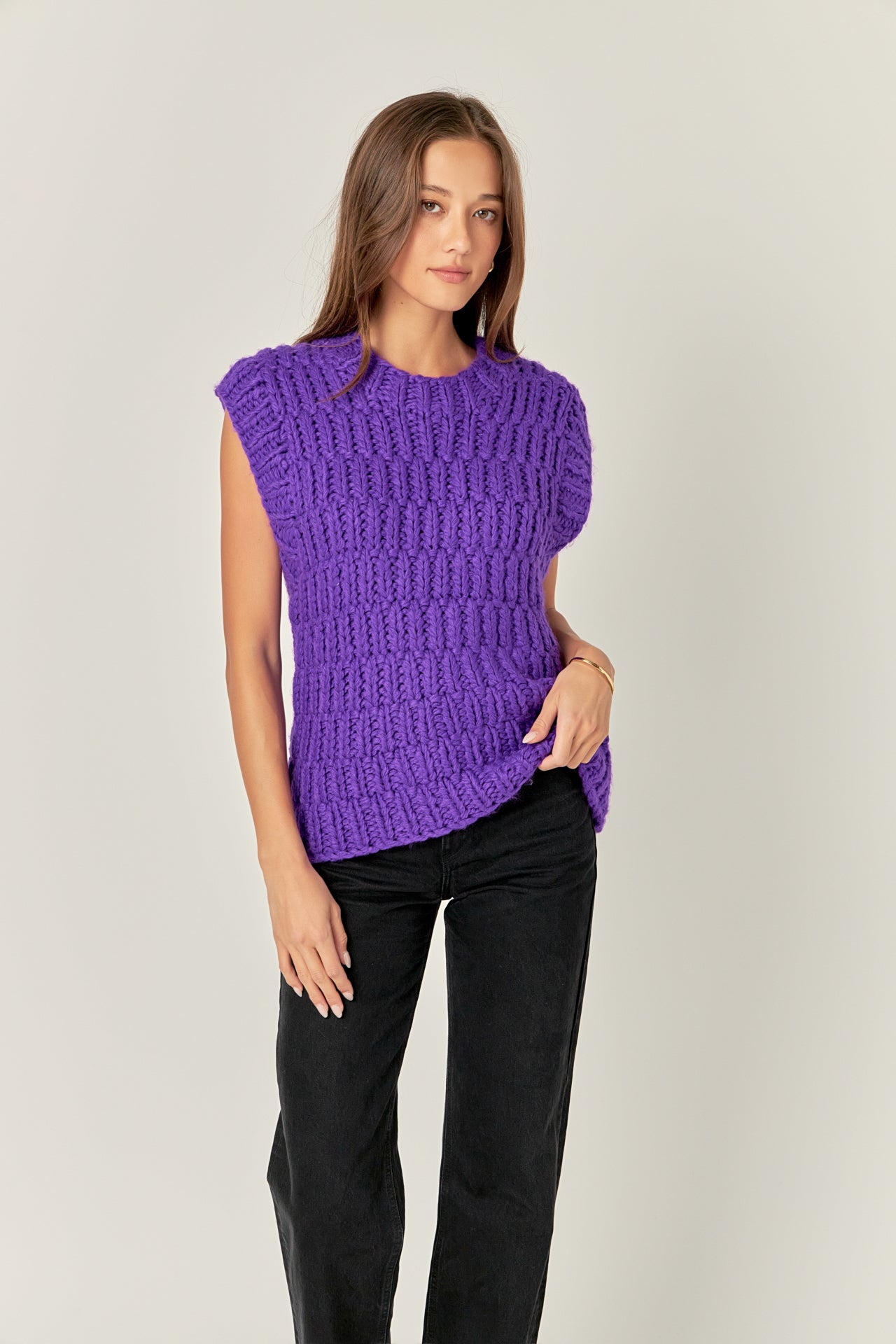 ENGLISH FACTORY - Chunky Knit Sweater Vest - SWEATERS & KNITS available at Objectrare