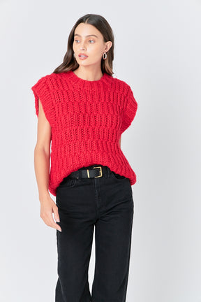 ENGLISH FACTORY - Chunky Knit Sweater Vest - SWEATERS & KNITS available at Objectrare