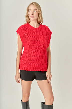 ENGLISH FACTORY - Chunky Knit Sweater Vest - SWEATERS & KNITS available at Objectrare