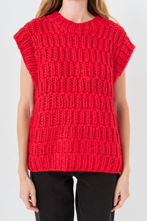 ENGLISH FACTORY - Chunky Knit Sweater Vest - SWEATERS & KNITS available at Objectrare