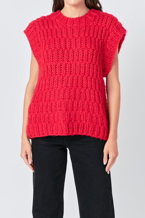 ENGLISH FACTORY - Chunky Knit Sweater Vest - SWEATERS & KNITS available at Objectrare