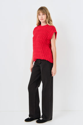 ENGLISH FACTORY - Chunky Knit Sweater Vest - SWEATERS & KNITS available at Objectrare