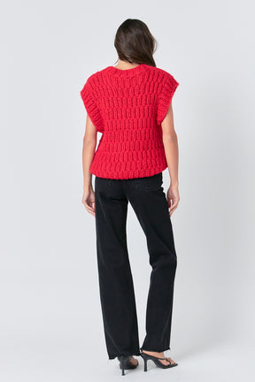 ENGLISH FACTORY - Chunky Knit Sweater Vest - SWEATERS & KNITS available at Objectrare