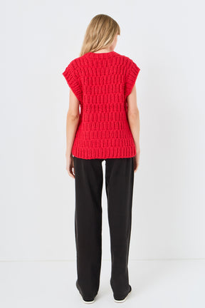 ENGLISH FACTORY - Chunky Knit Sweater Vest - SWEATERS & KNITS available at Objectrare