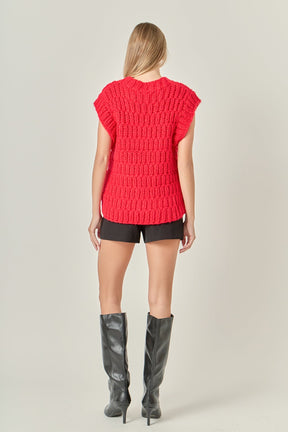 ENGLISH FACTORY - Chunky Knit Sweater Vest - SWEATERS & KNITS available at Objectrare