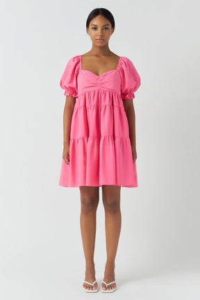 ENDLESS ROSE - Classic Sweetheart Tiered Mini with Puff Sleeves - DRESSES available at Objectrare