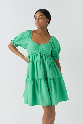 ENDLESS ROSE - Classic Sweetheart Tiered Mini with Puff Sleeves - DRESSES available at Objectrare