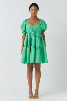 ENDLESS ROSE - Classic Sweetheart Tiered Mini with Puff Sleeves - DRESSES available at Objectrare