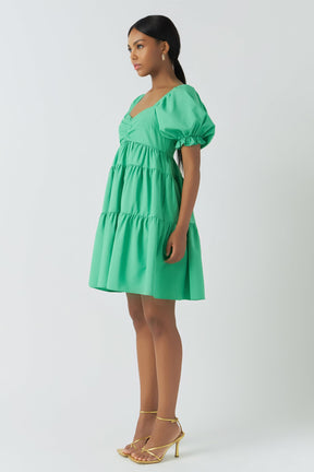 ENDLESS ROSE - Classic Sweetheart Tiered Mini with Puff Sleeves - DRESSES available at Objectrare