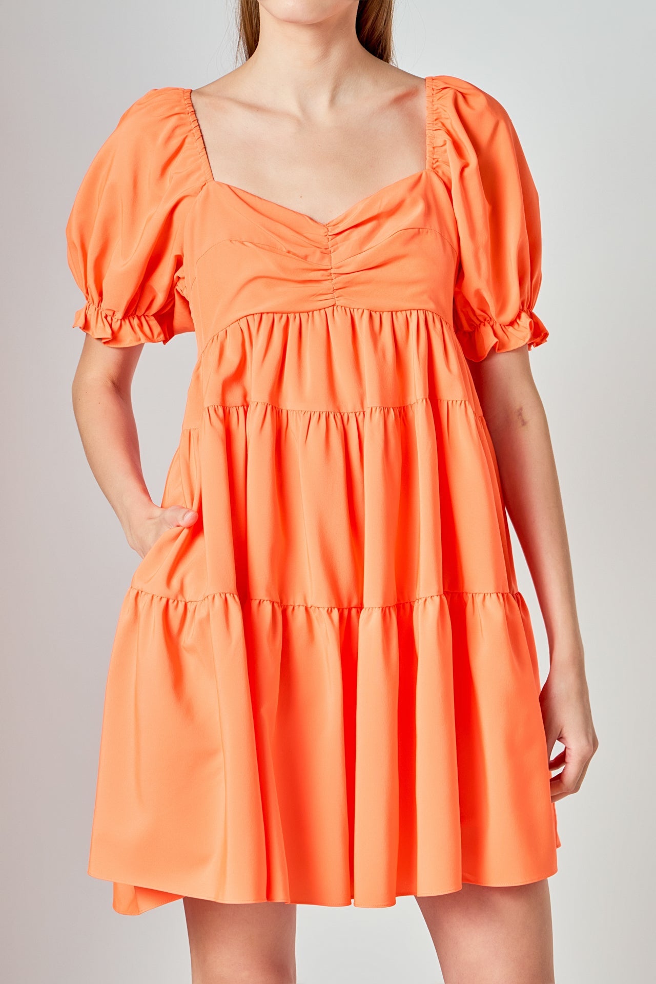 ENDLESS ROSE - Classic Sweetheart Tiered Mini with Puff Sleeves - DRESSES available at Objectrare