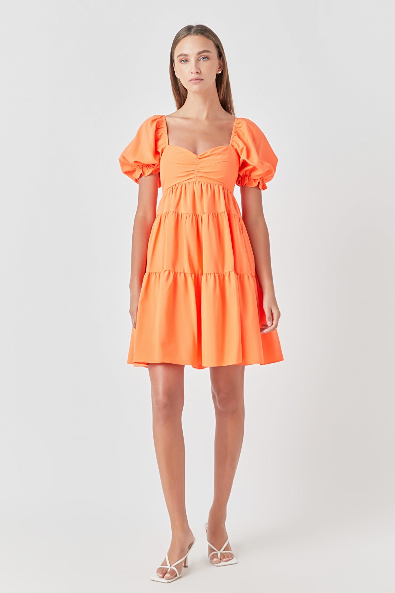 ENDLESS ROSE - Classic Sweetheart Tiered Mini with Puff Sleeves - DRESSES available at Objectrare