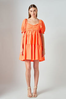 ENDLESS ROSE - Classic Sweetheart Tiered Mini with Puff Sleeves - DRESSES available at Objectrare