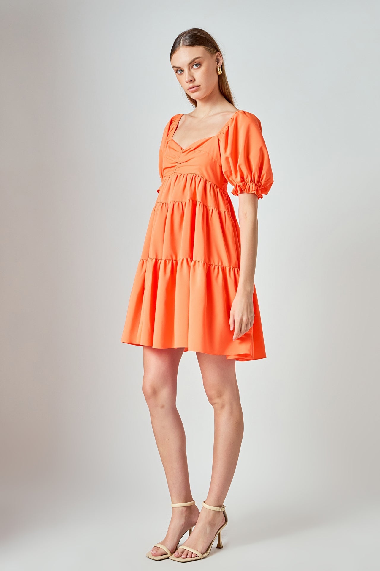 ENDLESS ROSE - Classic Sweetheart Tiered Mini with Puff Sleeves - DRESSES available at Objectrare