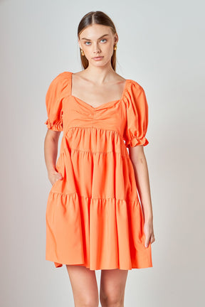 ENDLESS ROSE - Classic Sweetheart Tiered Mini with Puff Sleeves - DRESSES available at Objectrare