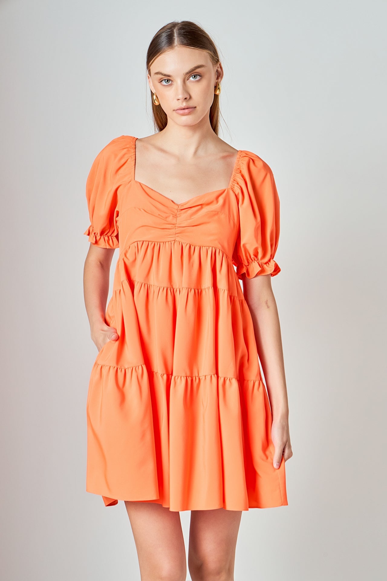 ENDLESS ROSE - Classic Sweetheart Tiered Mini with Puff Sleeves - DRESSES available at Objectrare