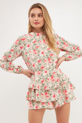 ENDLESS ROSE - Endless Rose - Blooming Roses Floral Open Back Romper - ROMPERS available at Objectrare