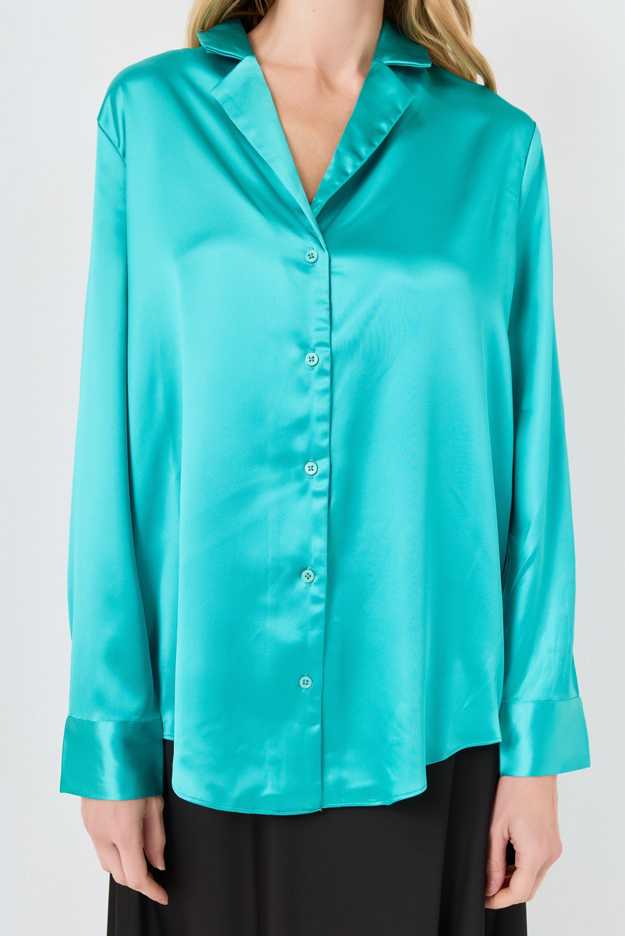 ENDLESS ROSE - Classic Satin Over Shirt - SHIRTS & BLOUSES available at Objectrare