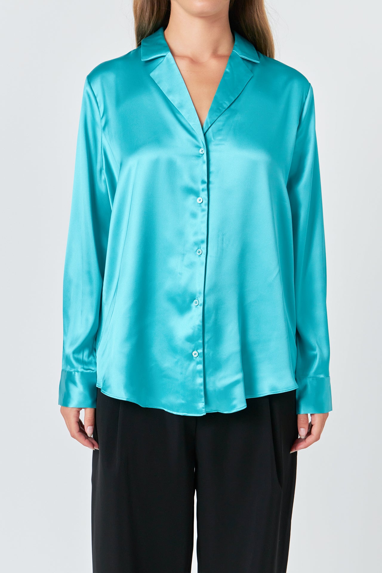 ENDLESS ROSE - Classic Satin Over Shirt - TOPS available at Objectrare