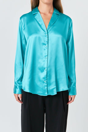 ENDLESS ROSE - Endless Rose - Classic Satin Over Shirt - SHIRTS & BLOUSES available at Objectrare