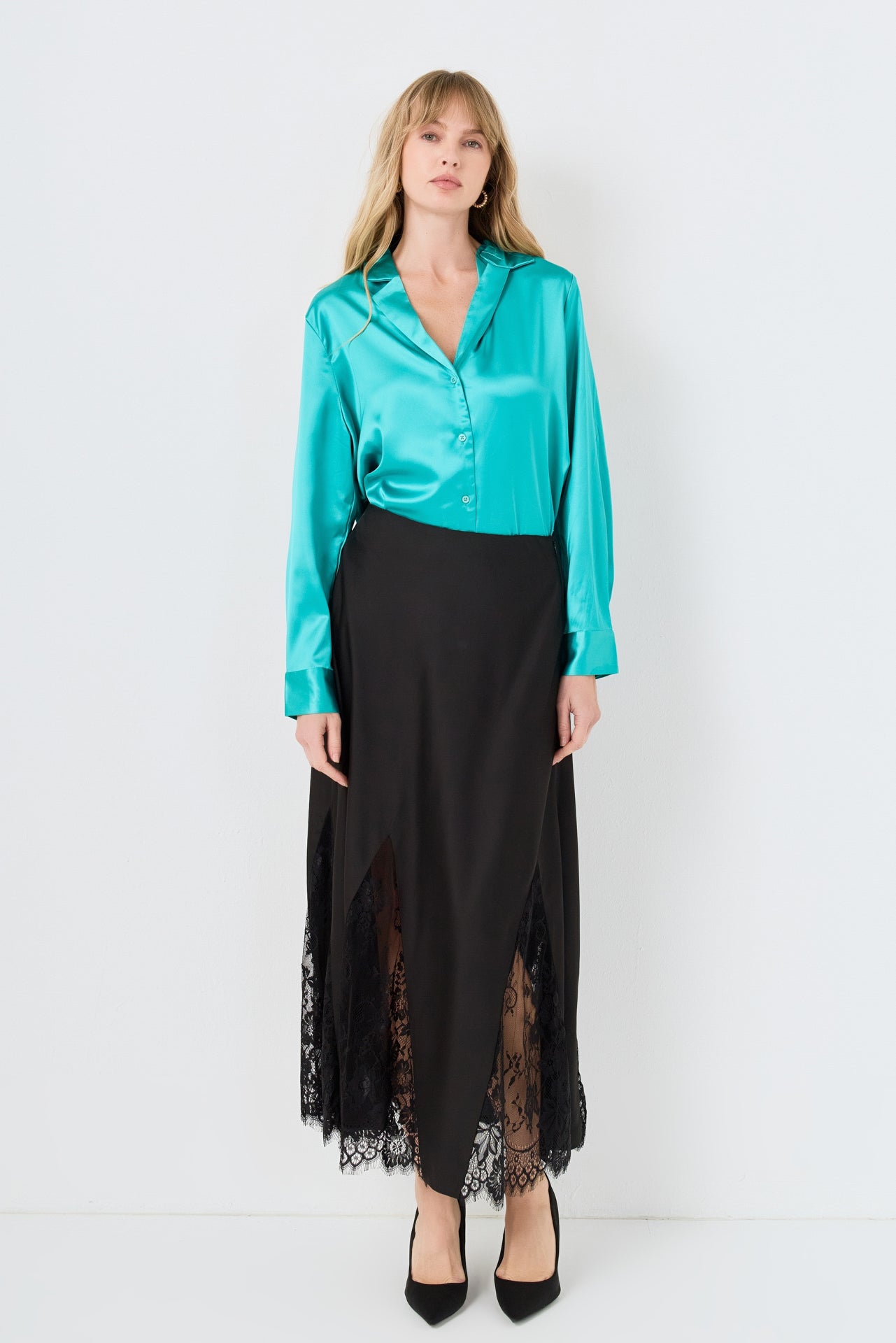 ENDLESS ROSE - Classic Satin Over Shirt - SHIRTS & BLOUSES available at Objectrare