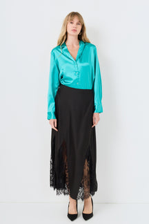 ENDLESS ROSE - Classic Satin Over Shirt - SHIRTS & BLOUSES available at Objectrare