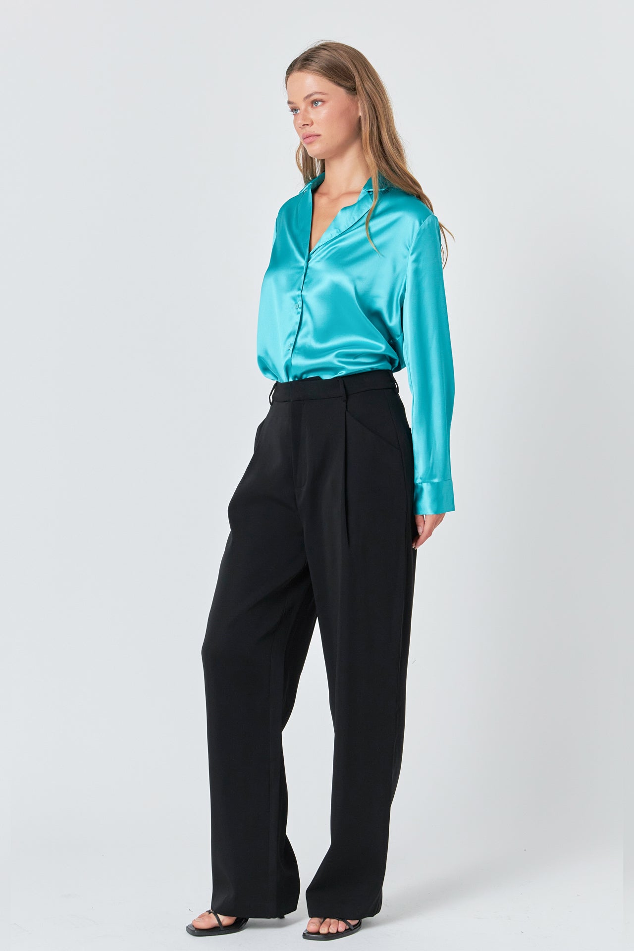 ENDLESS ROSE - Classic Satin Over Shirt - TOPS available at Objectrare