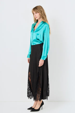 ENDLESS ROSE - Classic Satin Over Shirt - SHIRTS & BLOUSES available at Objectrare