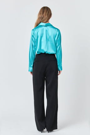 ENDLESS ROSE - Classic Satin Over Shirt - SHIRTS & BLOUSES available at Objectrare