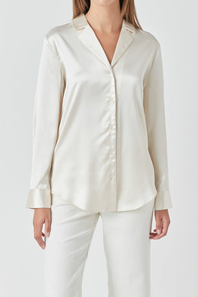 ENDLESS ROSE - Classic Satin Over Shirt - SHIRTS & BLOUSES available at Objectrare