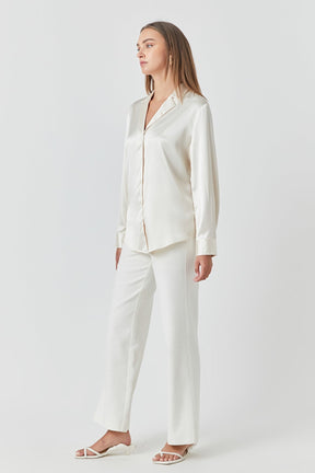 ENDLESS ROSE - Classic Satin Over Shirt - SHIRTS & BLOUSES available at Objectrare
