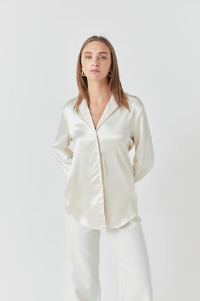 ENDLESS ROSE - Classic Satin Over Shirt - TOPS available at Objectrare