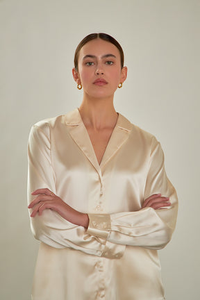 ENDLESS ROSE - Classic Satin Over Shirt - TOPS available at Objectrare