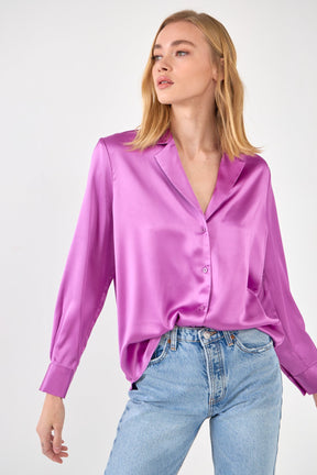 ENDLESS ROSE - Endless Rose - Classic Satin Over Shirt - Final Sale - SHIRTS & BLOUSES available at Objectrare