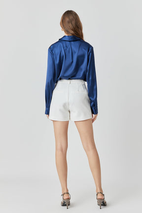 ENDLESS ROSE - Classic Satin Over Shirt - SHIRTS & BLOUSES available at Objectrare