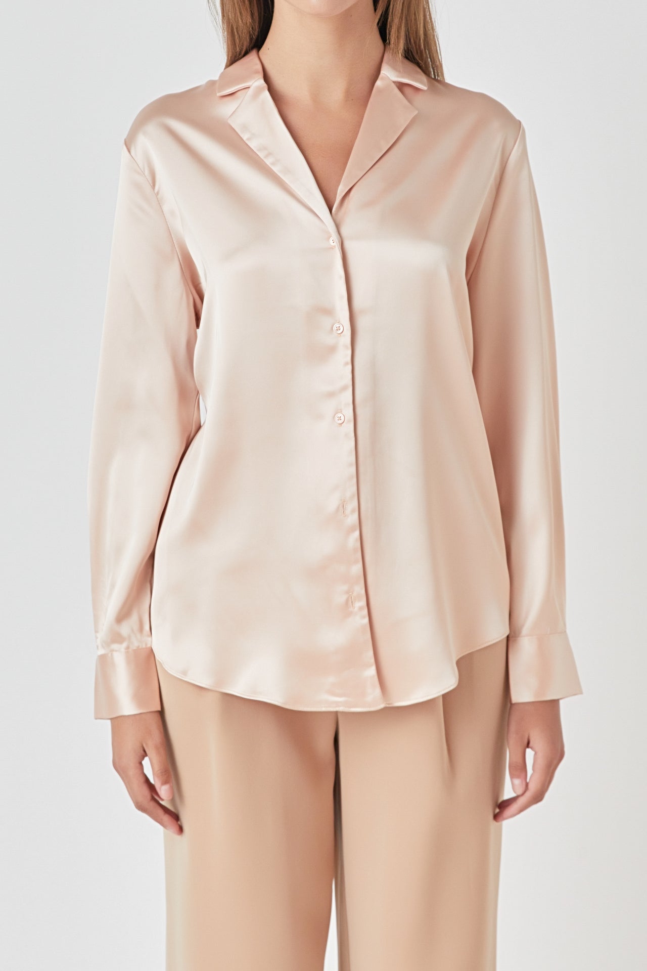 ENDLESS ROSE - Classic Satin Over Shirt - TOPS available at Objectrare