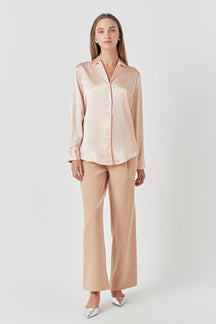 ENDLESS ROSE - Endless Rose - Classic Satin Over Shirt - SHIRTS & BLOUSES available at Objectrare