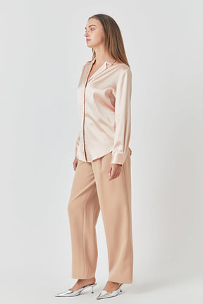 ENDLESS ROSE - Endless Rose - Classic Satin Over Shirt - SHIRTS & BLOUSES available at Objectrare