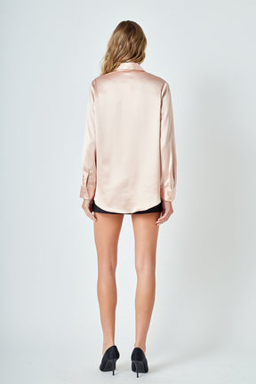 ENDLESS ROSE - Classic Satin Over Shirt - SHIRTS & BLOUSES available at Objectrare