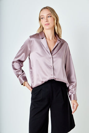ENDLESS ROSE - Classic Satin Over Shirt - SHIRTS & BLOUSES available at Objectrare