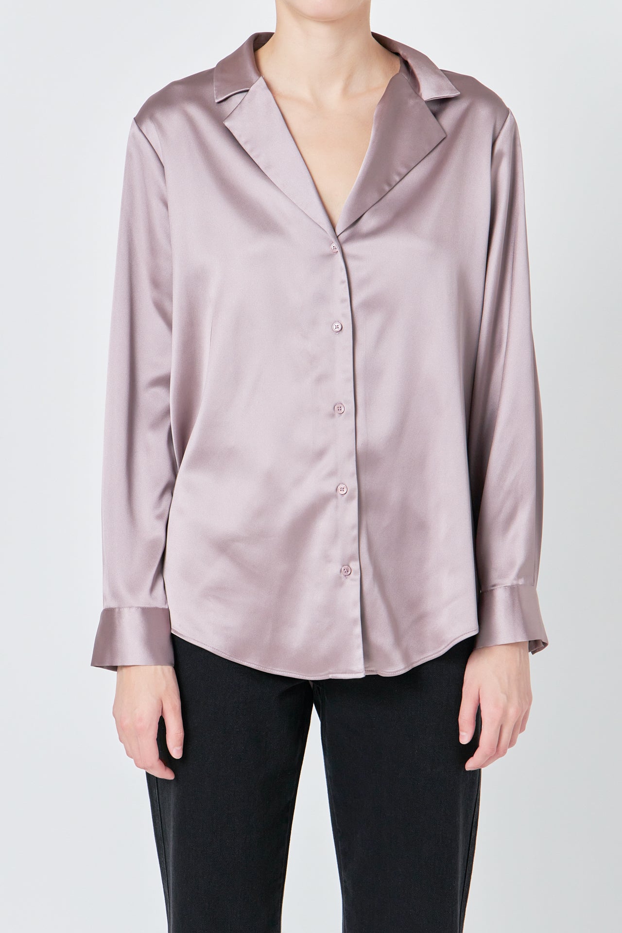 ENDLESS ROSE - Classic Satin Over Shirt - TOPS available at Objectrare