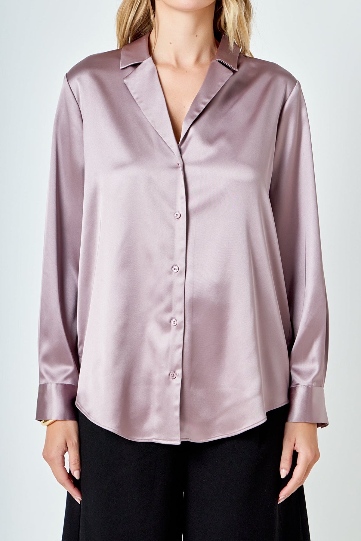 ENDLESS ROSE - Classic Satin Over Shirt - SHIRTS & BLOUSES available at Objectrare