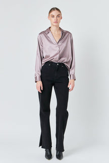 ENDLESS ROSE - Endless Rose - Classic Satin Over Shirt - SHIRTS & BLOUSES available at Objectrare