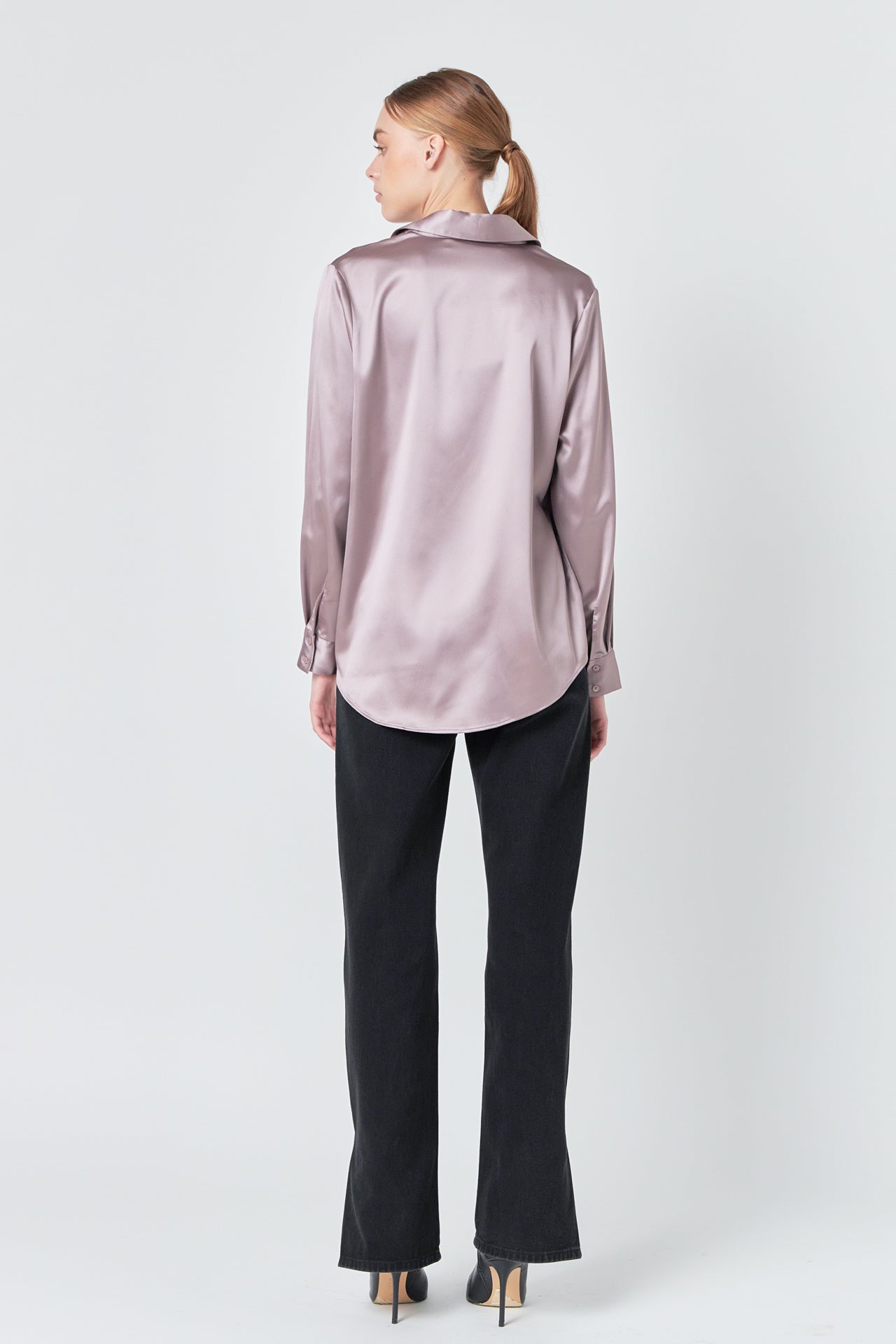 ENDLESS ROSE - Classic Satin Over Shirt - TOPS available at Objectrare