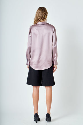 ENDLESS ROSE - Classic Satin Over Shirt - SHIRTS & BLOUSES available at Objectrare