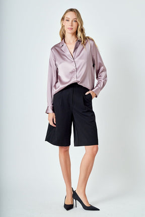 ENDLESS ROSE - Classic Satin Over Shirt - SHIRTS & BLOUSES available at Objectrare