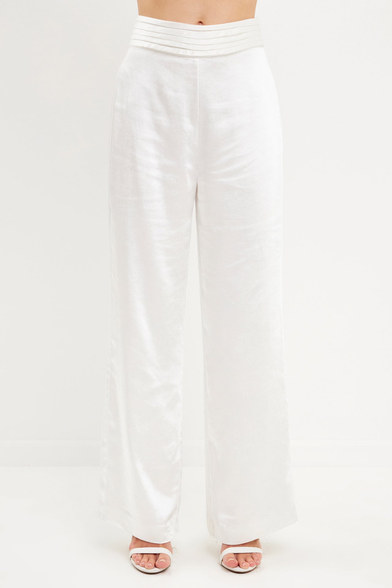 ENDLESS ROSE - Satin Tuxedo Wide Leg Trousers - PANTS available at Objectrare