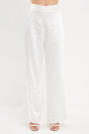 ENDLESS ROSE - Satin Tuxedo Wide Leg Trousers - PANTS available at Objectrare