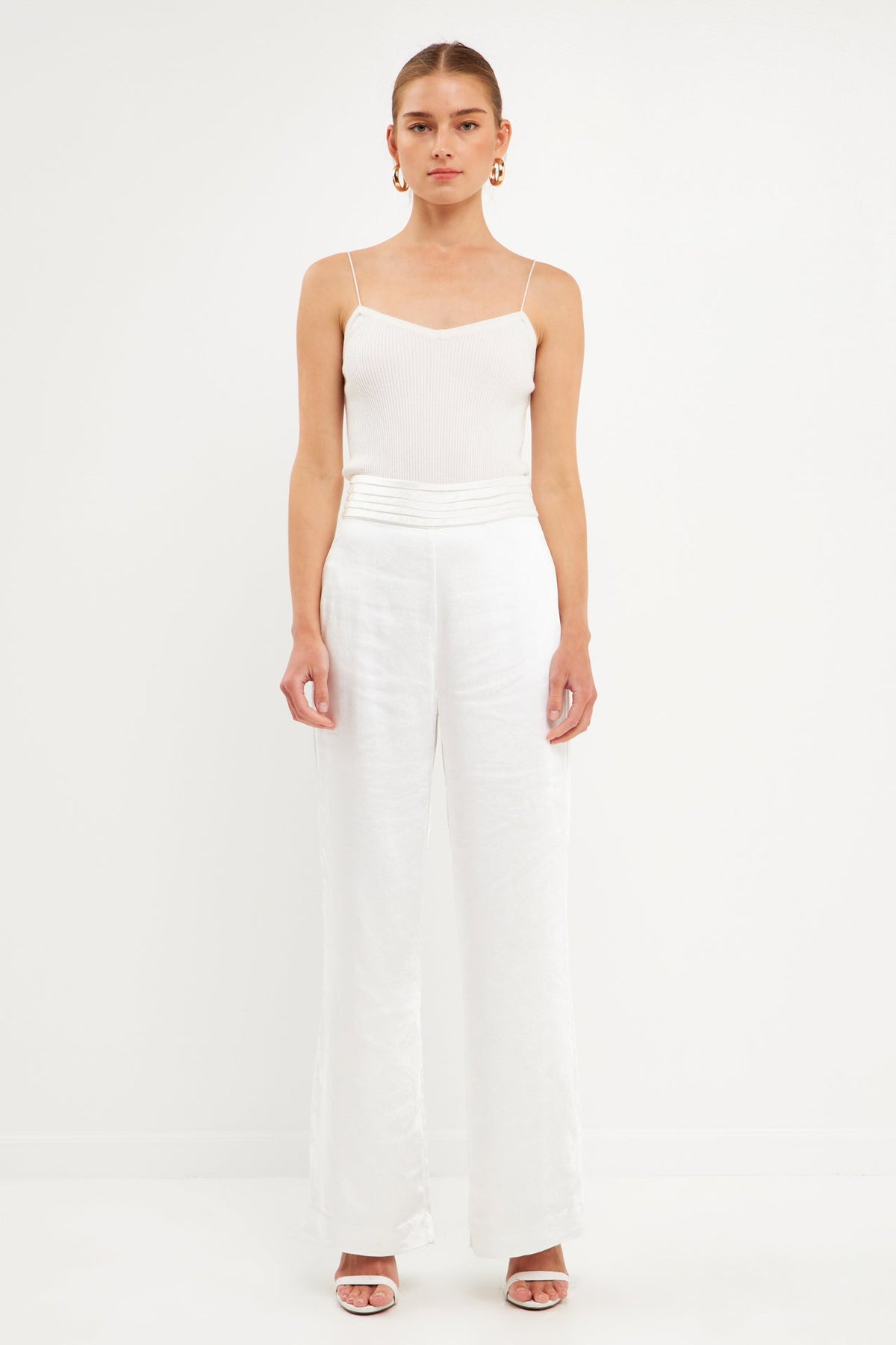 ENDLESS ROSE - Satin Tuxedo Wide Leg Trousers - PANTS available at Objectrare