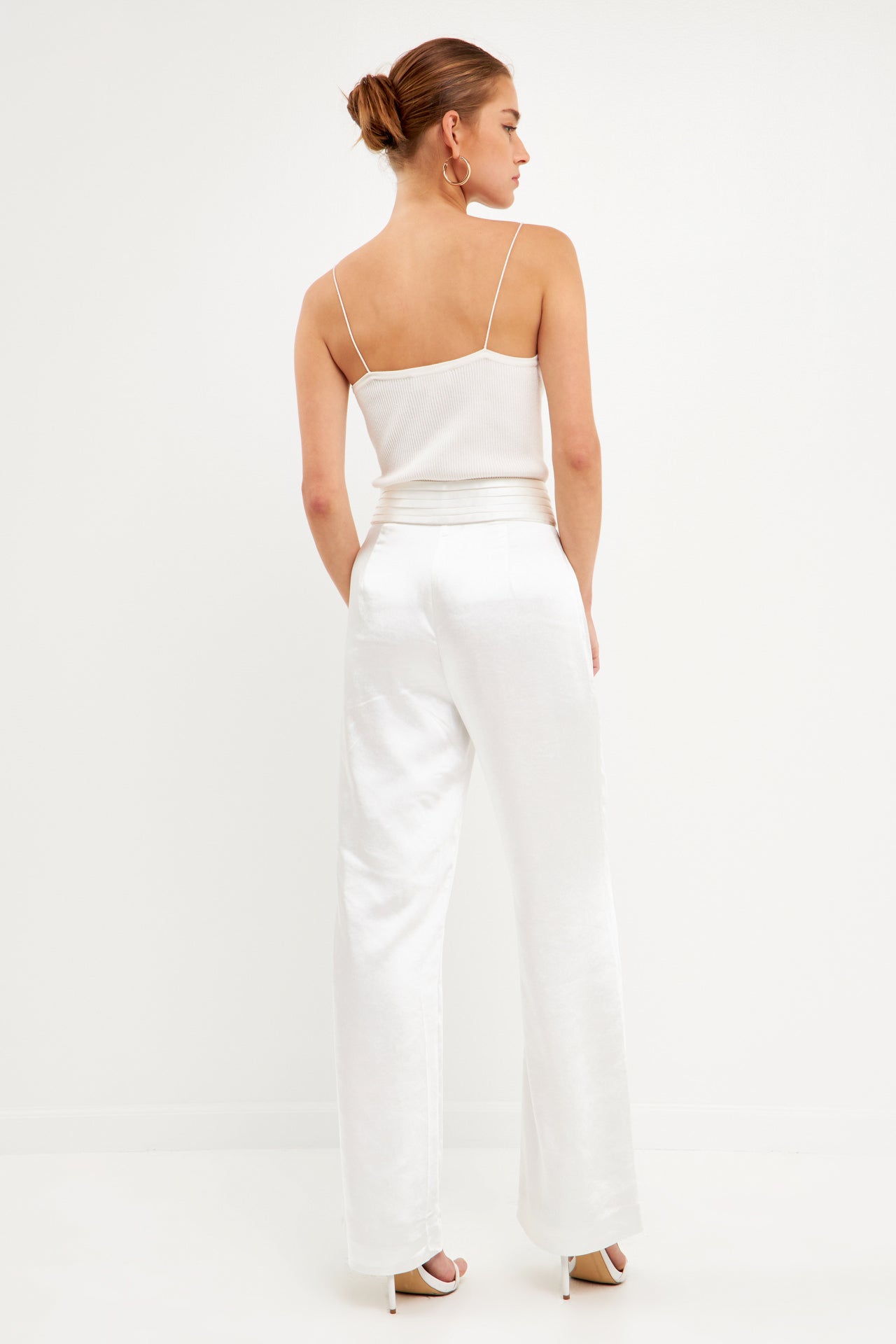 ENDLESS ROSE - Satin Tuxedo Wide Leg Trousers - PANTS available at Objectrare